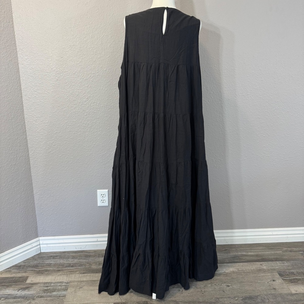 Samant Chauhan Anthropologie Size 20W Black Embroidered Tiered Maxi Dress - Picture 2 of 13